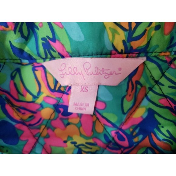 Lilly Pulitzer Getaway Quilted Vest Blue Lightweight Snap Zip Front XS XSmall - Picture 4 of 10